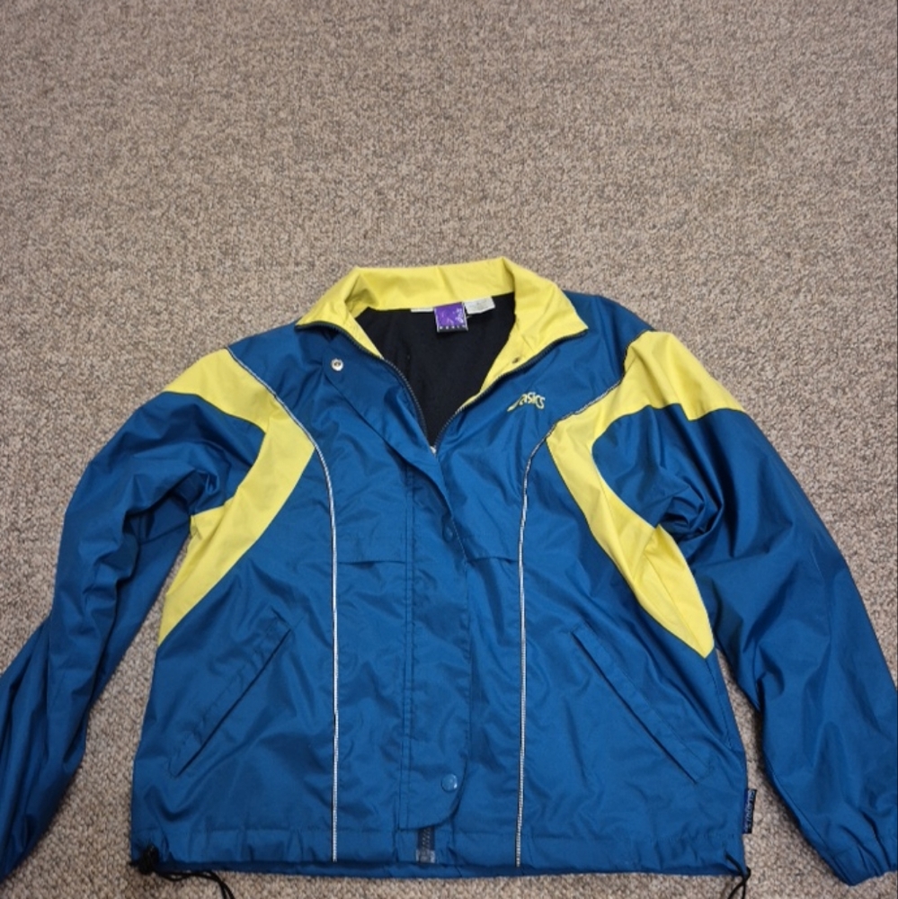 Asics Womens Blue and Yellow Light Jacket Size Medium